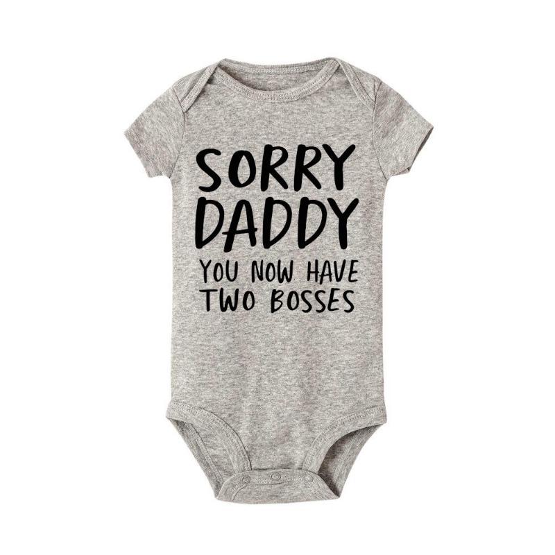 Newborn Baby Romper Sorry Daddy You Know Have Two Bosses Print Infant Cotton Jumpsuit Bodysuit