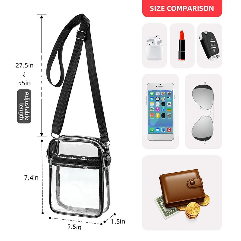 Women Shoulder Bag Pvc Transparent Waterproof Phone Purse Simple Crossbody Bag With Front Pocket Casual Handbag Beach Bag