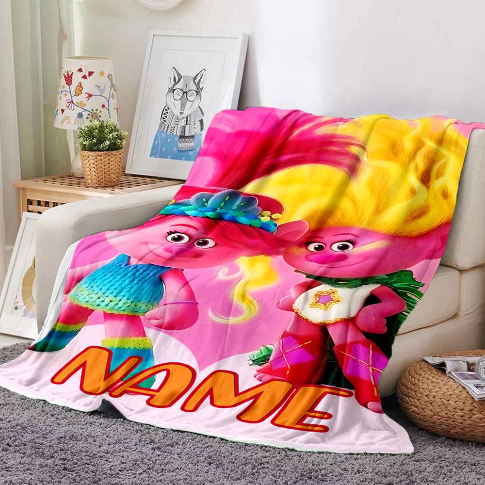 Customiz Name Personality Trolls Blanket Soft &Warm Sofa Office Bed Travel Lunch Break Blanket, Gift Suitable All Seasons