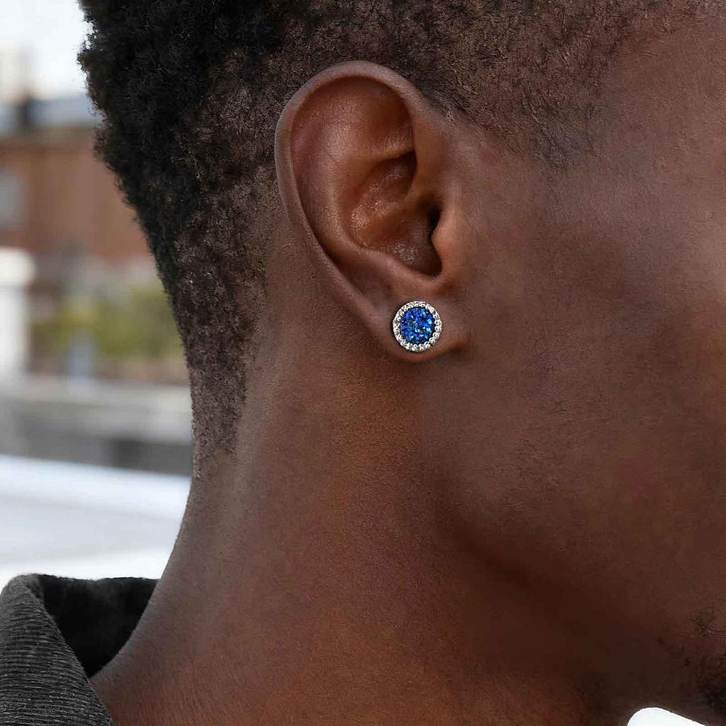 Vnox Magnetische Clip-Ohrringe für Damen Herren Ohne Piercing, 9 mm Breite Weiß Schwarz Blau Zirkonia Runder Kreis Stecker Ohrschmuck Geschenk