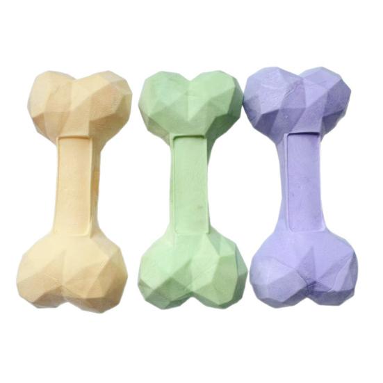 Faceted Bone Dog Toy Rubber Dog Chew Toy Teeth Cleaning Dog Bone Toy for Aggressive Chewers Puppy Teething Interactive Fetch Play