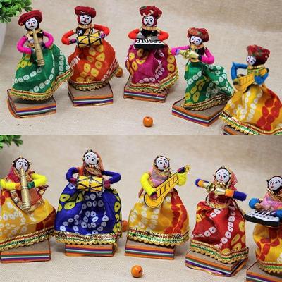 Nuovi Idoli Burattini Musicisti Bawla Multicolore del Rajasthan, Set di 10, (5 Maschi & 5 Femmine)