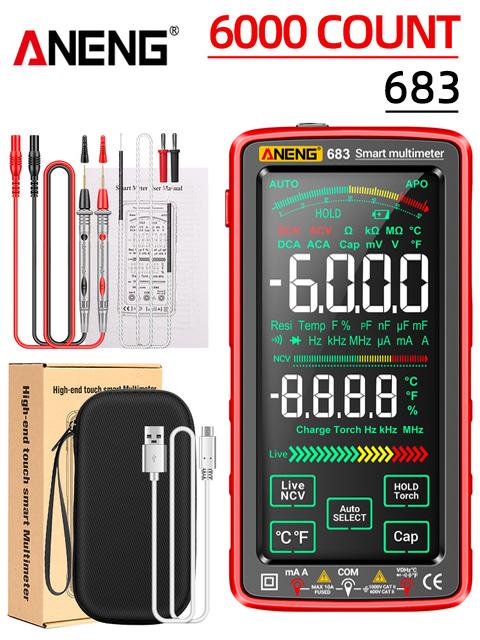 ANENG 683 Professional Multimeter AC/DC Current Ammeter NCV Diode Testers Smart Touch Screen Multimeter Voltage Test 6000 Counts