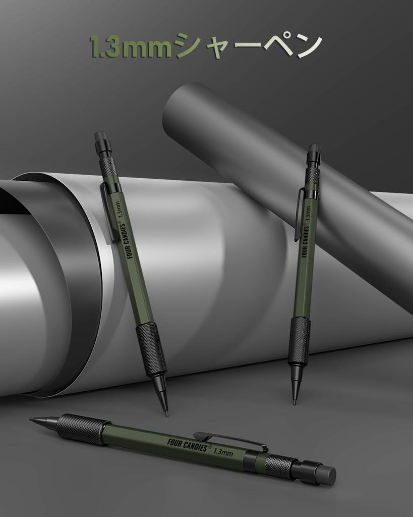 Four Candies Mechanical Pencil Set of 3 with Case Metal Heavy Duty Carpenter Pencil 48 Leads 3 12 Eraser Weatherproof Body Outdoor Carpenter Marker