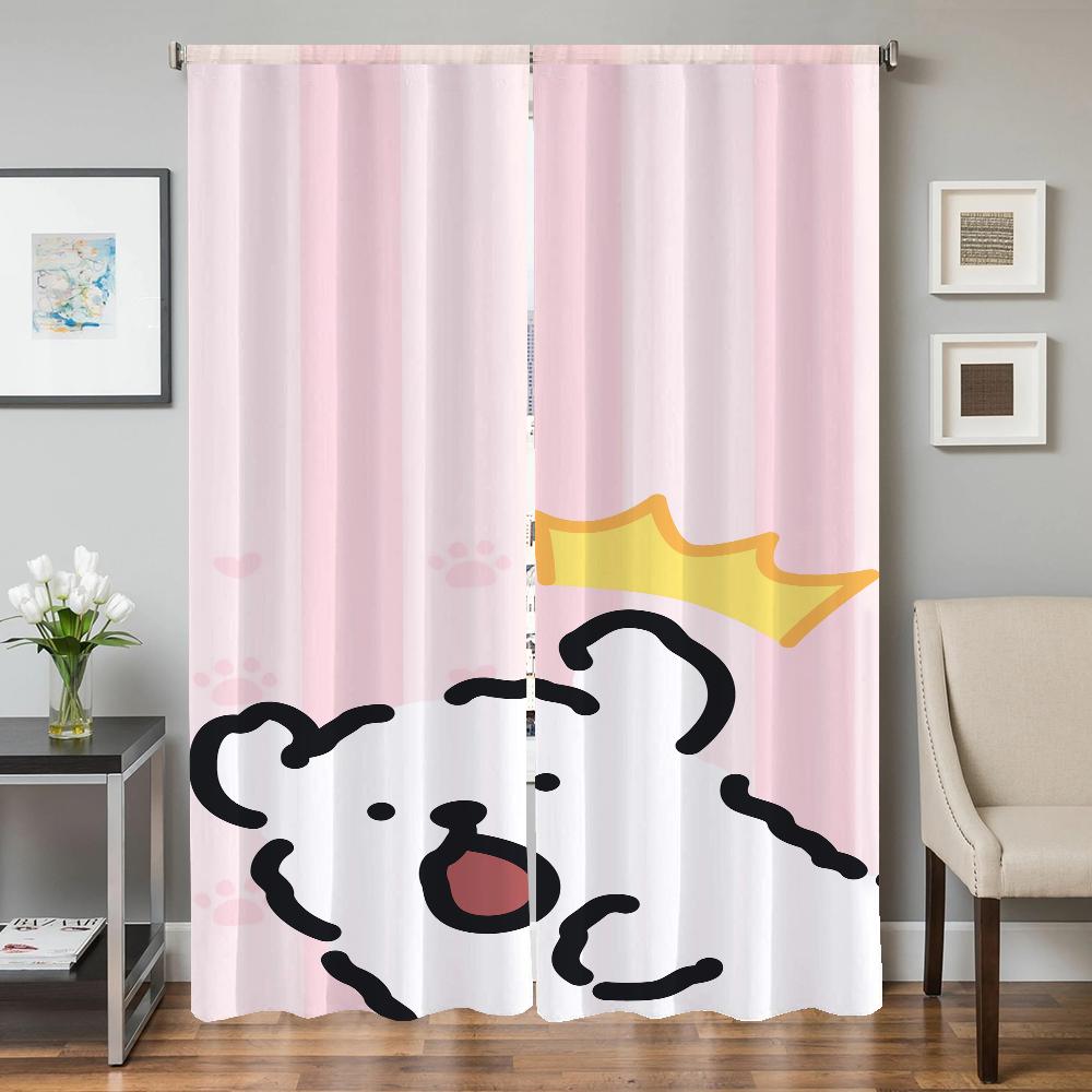 Home Interior Kitchen Curtains for Living Room 2 Pieces Blackout Curtains Door Curtain Maltese Dog Partition Bedroom Decoration