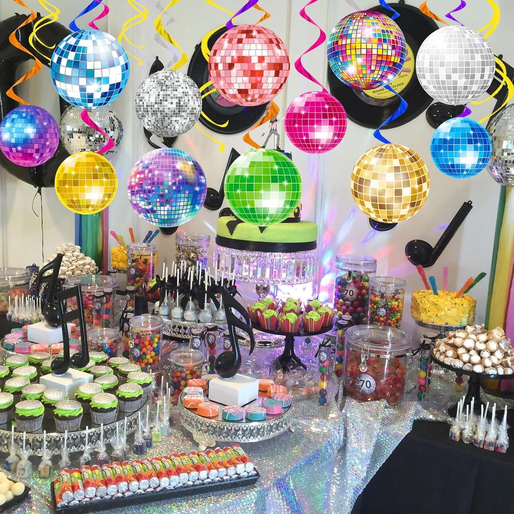 Disco Ball Party Hanging Swirls 70s Disco Birthday Party Decoration Disco Ball Themed Swirl Ceiling Disco Party Hanging Streamer for 70s 80s Baby