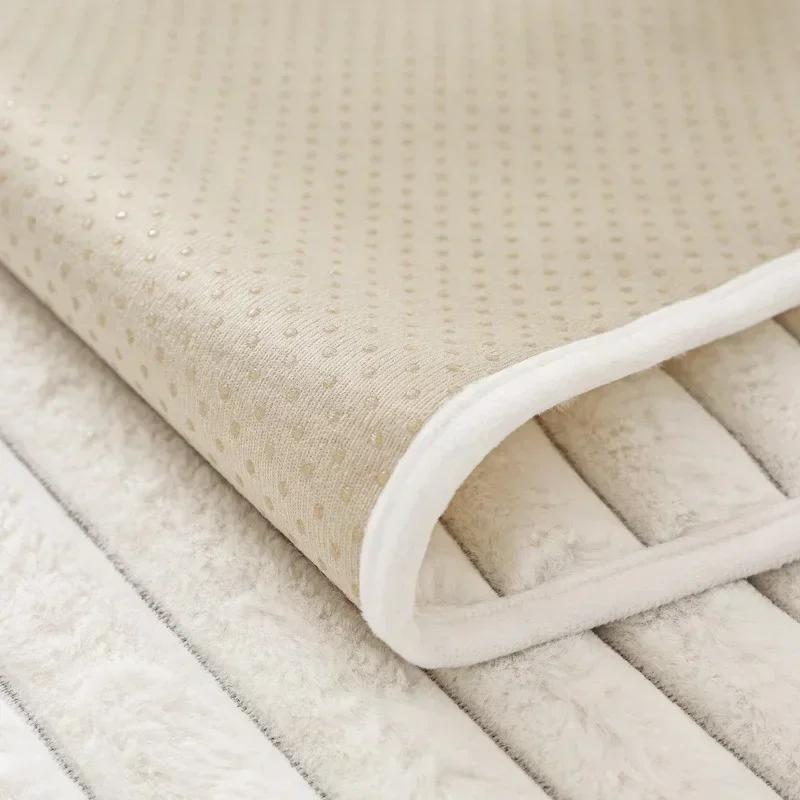 Solid Sofa Towel Rabbit Plush Warm Thicken Soft Cushion L Sofas Cover Non-slip Couch  Living Room Winter Mat Slipcovers