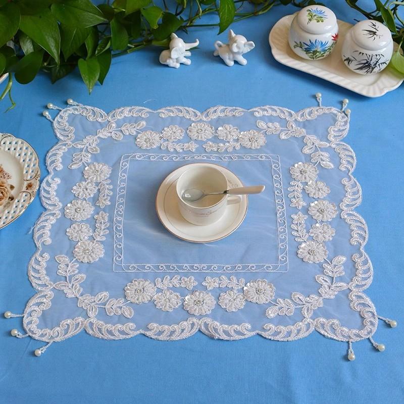 40x50cm Hand-beaded Rectangular Embroidered European Table Mat Placemat Coaster Living Room Bedroom Balcony Wedding Party Decor for Top Home