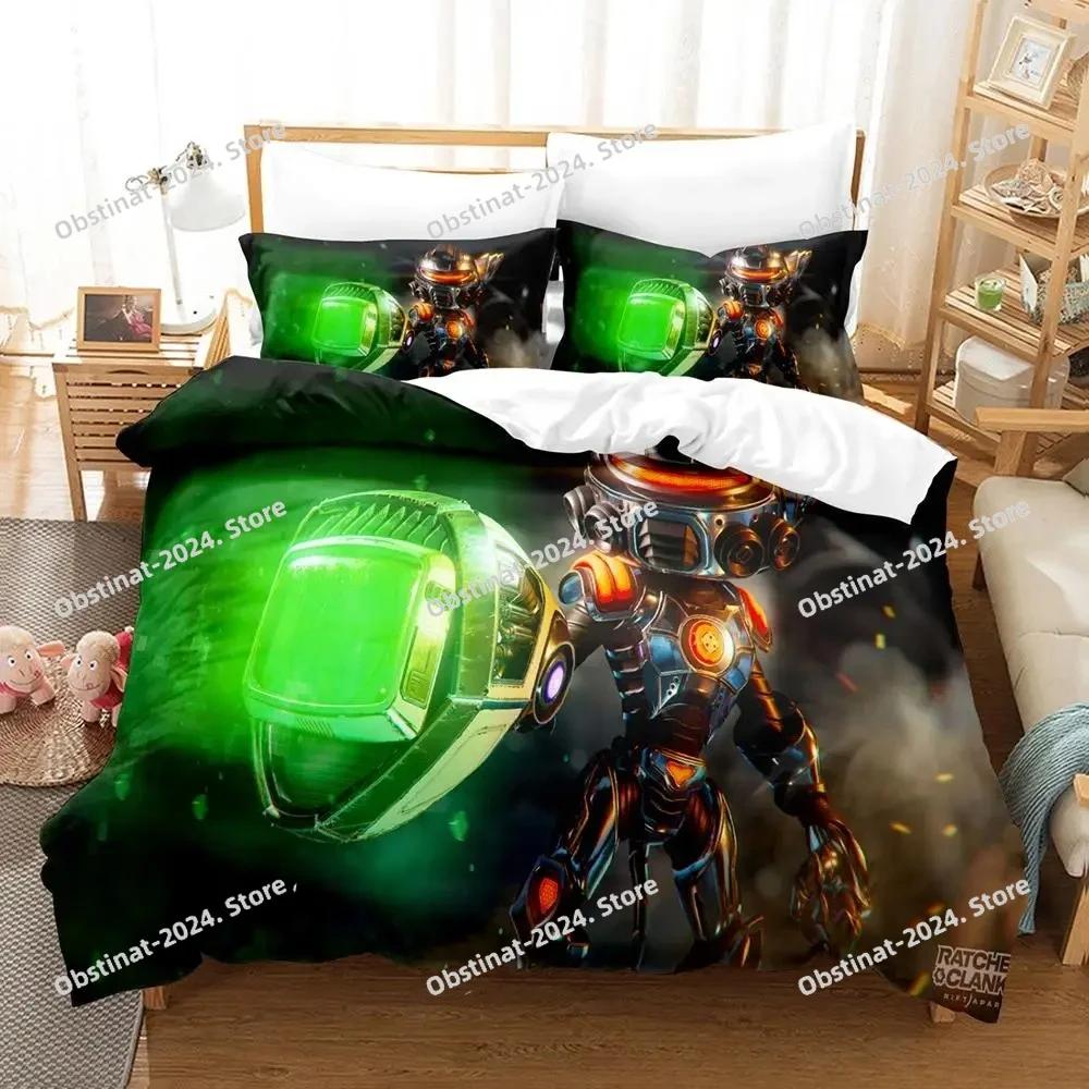 Personelity Game Anime Ratchet Clank Rift Apart Bedding Set Printed Bed Set With Pillowcase Bed Duvet Cover Queen King Size