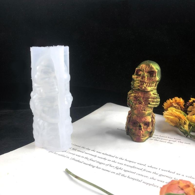 3D Skull Candle Mold,Skeleton Candle Silicone Mold for Candle Making,DIY Resin Crafts Mold for Aromatherapy Candle,Soap