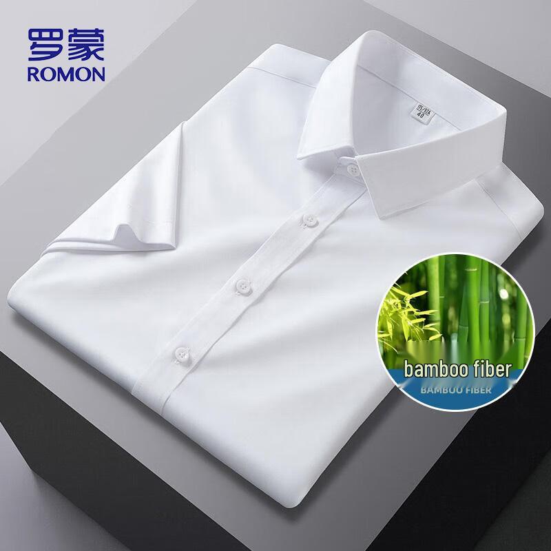 ROMON Men s Short Sleeve Wrinkle-Free Business Casual Shirt D50 40