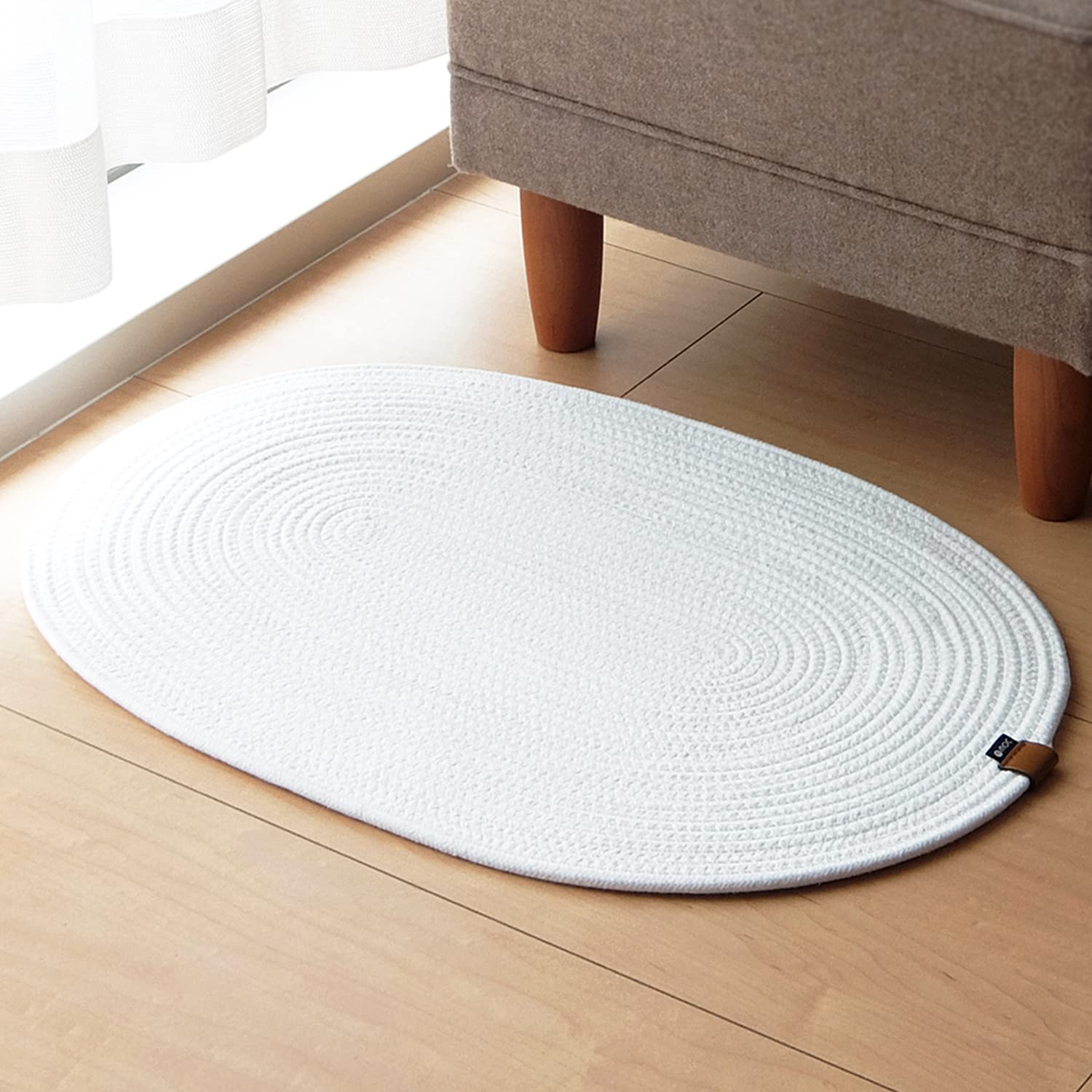 

Mat Entrance Indoor Scandinavian Living Room Bedroom Round 60 x 40cm Rope Interior Ivory [Yamazen] (Non-slip) [MOC Mat] Y-MOC-RPIM-IV