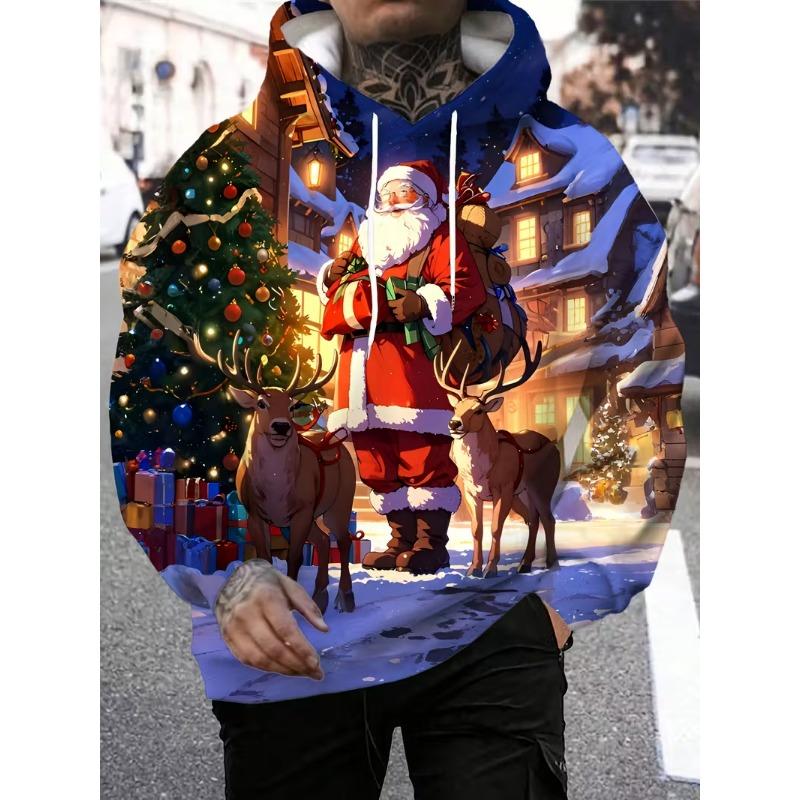 Santa Claus Men's Hoodie Fashion 3D Printed Hoodie Street Christmas Hoodies Funny Xmas Gifts Unisex Clohting Sweatshirts