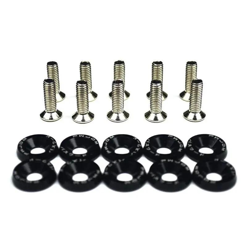 10 PCS M6 Car Modified Fasteners Fender Washer Bumper Engine Concave Screws Fender Washer License Plate Bolts Car Styling Gasket