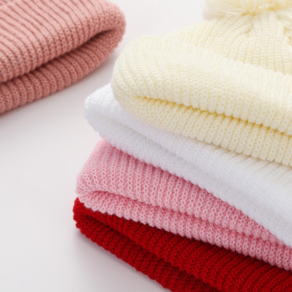 Solid Pom Knitted India Hats Infant 0-12M Boys Girls Folded Crochet Ins Fall Winter Warm Beanies Newborn Caps Headwraps