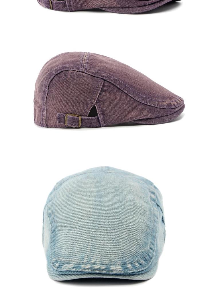 Unisex Korean Style Cotton Denim Beret - Retro Duckbill Newsboy Cap