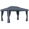 Gazebo with Curtains 4x3 M Anthracite Aluminium