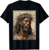 NOVA Camiseta Preta de Jesus Rosto de Jesus Cruz com Coroa de Espinhos Camiseta