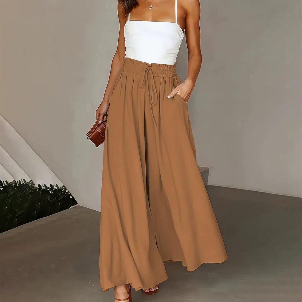 2025 Women's Long Waist-Cinching Midi Skirt with Draping Design – Summer Style