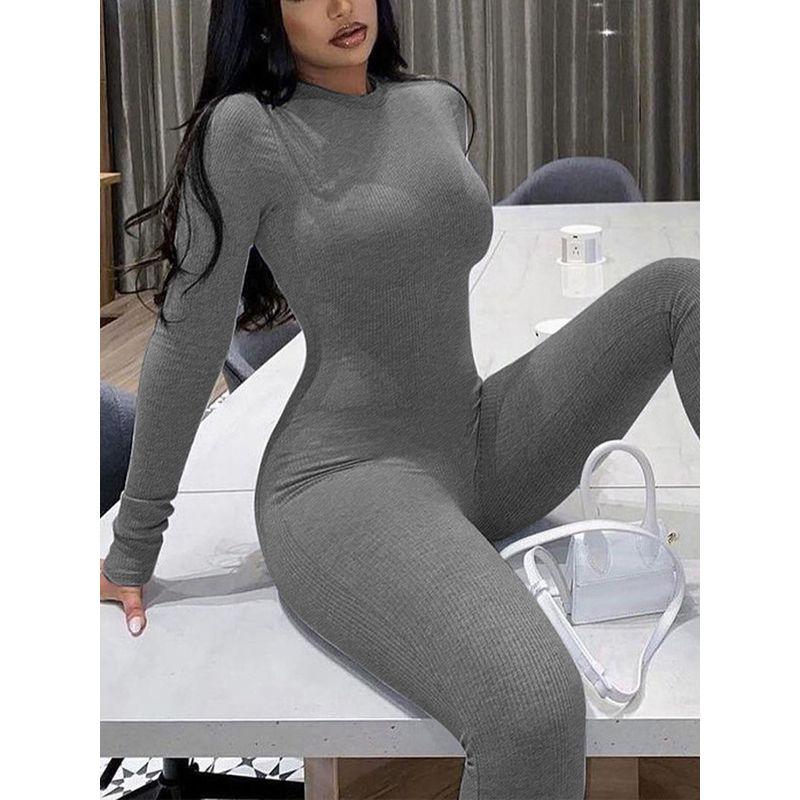 Sexy One-Piece Pants Fitness Yoga Sports Jumpsuit round Neck Jumpsuit Sexy Tight Jumpsuit