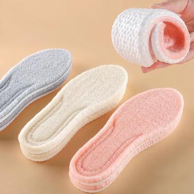 1Pair Cotton Insoles Elasticity Fleece-lined Shoe Insole Ventilate Winter Warm Unisex Soft Sole Trimmable