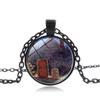 Collier Cabochon en Verre Hérisson Vintage avec Longue Chaîne