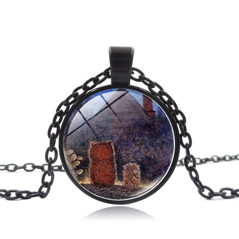 Vintage Igel Glas Cabochon Halskette mit langer Kette