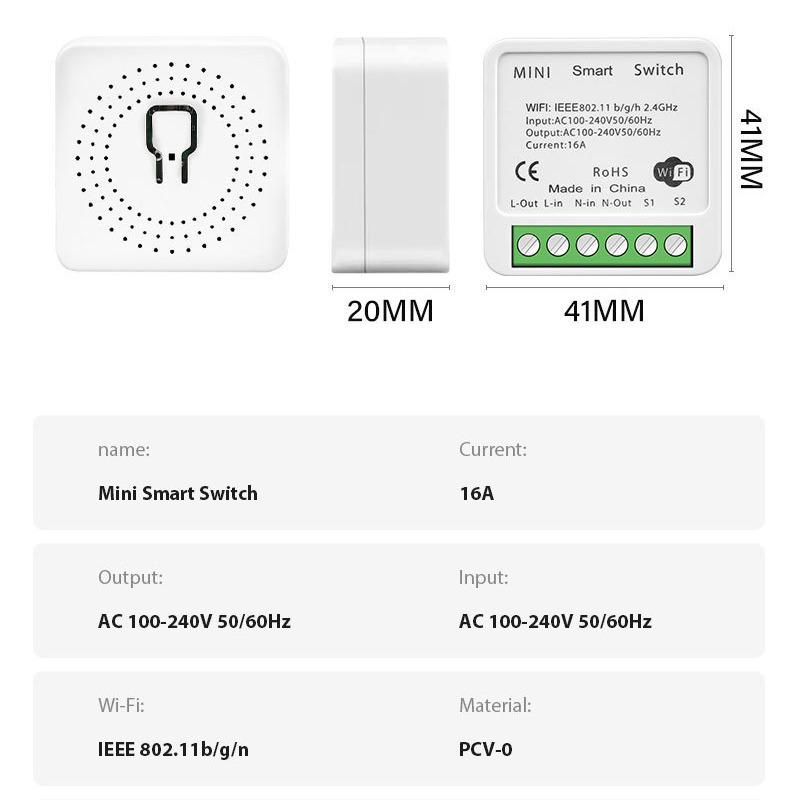 Mini Doodle Smart WiFi Hidden On/Off Voice & App Control Switch