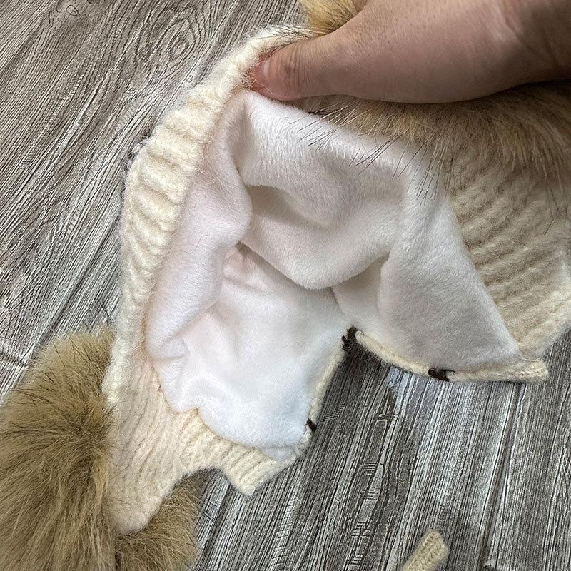 Maillard Striped Ear Bag Japanese and Korean Women's Geometric Jacquard Wool Hat Winter Windproof and Cold Ear Protection Lei Feng Hat