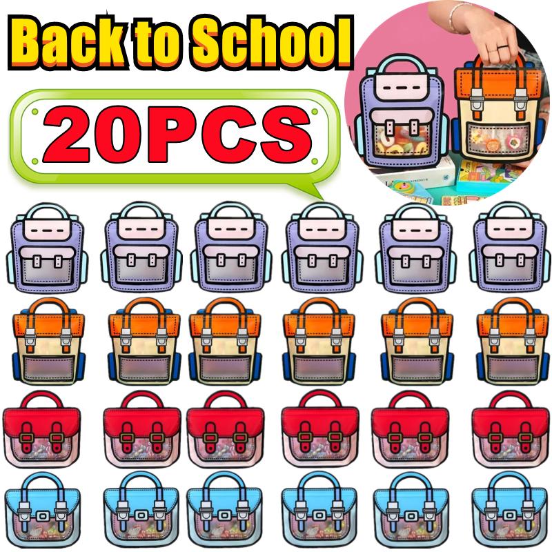 New 20-1PC Creative Gifts Packaging Bags Cartoon Back to School Bag Candy Snack Self-lock Bags Kids Birthday Party Decors Gifts