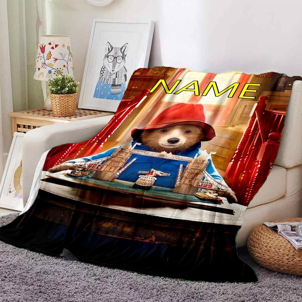 Customiz Name Personality Paddington Bear Blanket Soft &Warm Sofa Office Bed Travel Lunch Break Blanket, Gift Suitable All Seasons