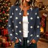 Women's Casual Polka Dot Print Long Sleeve Knit Cardigan Button Front Sweater Coat for Fall