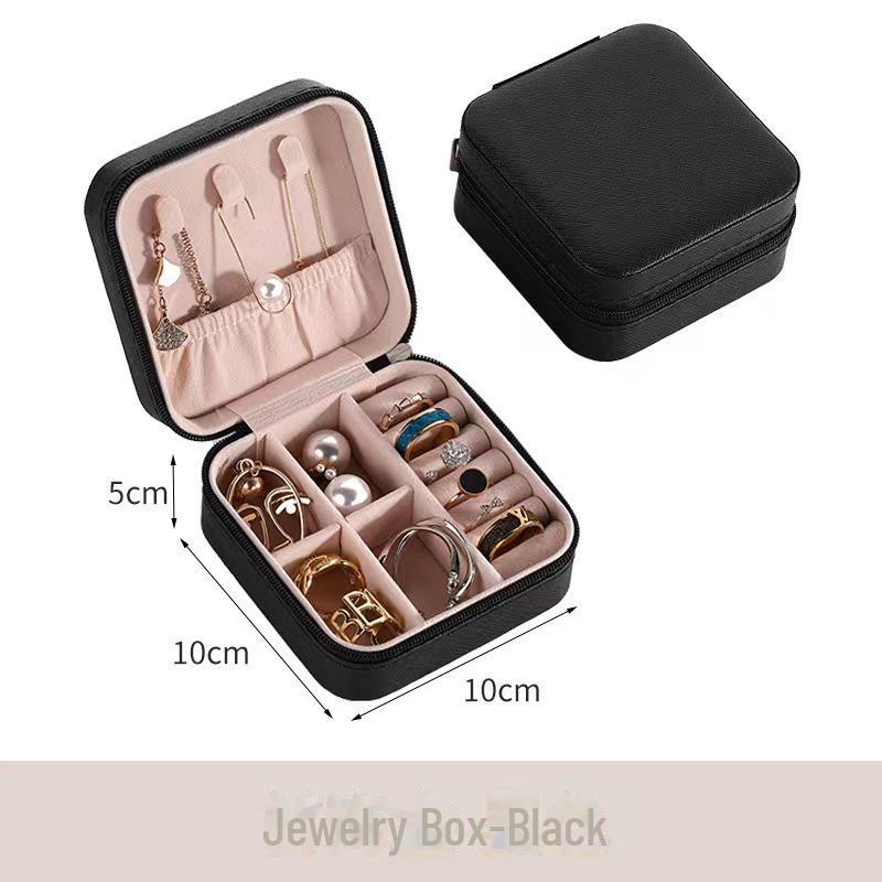 Exquisite Portable Jewelry Box: Compact Travel Storage for Earrings, Rings, and Necklaces.