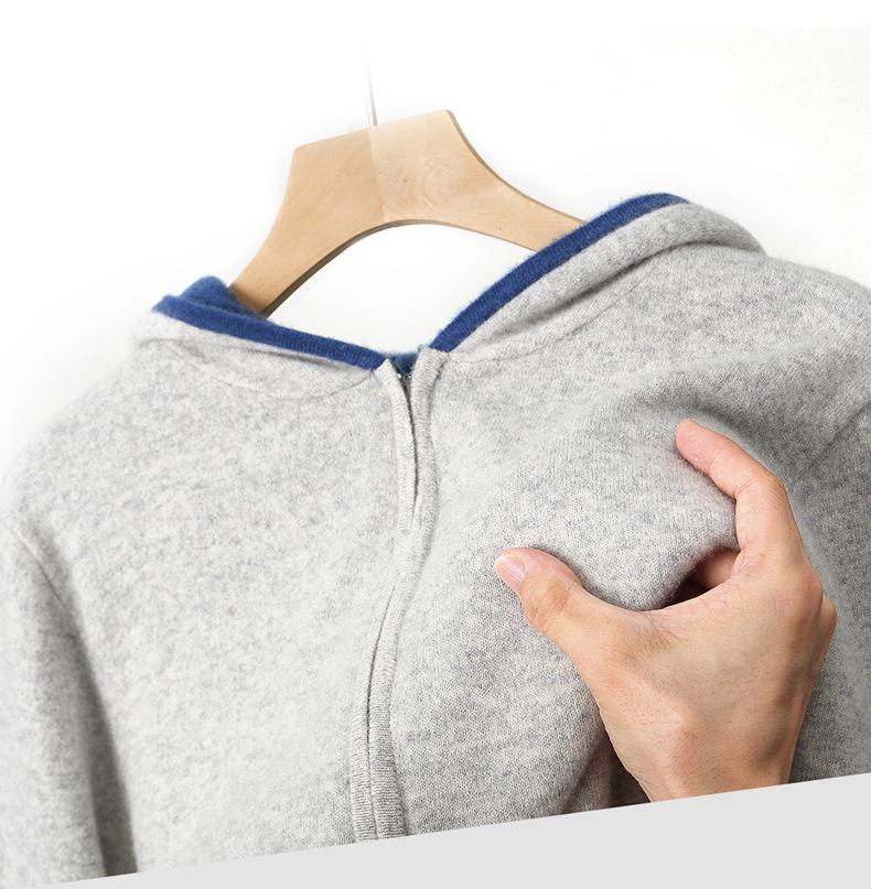 Men's Zipper Hooded Wool Cardigan - Thick Knitwear for Autumn/Winter