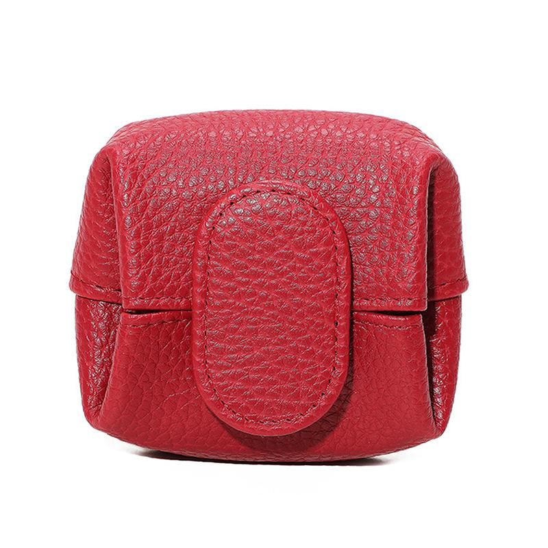 Solid-Color Mini Coin Storage Purse Leather Change Purse For Women Buckle Key Earphone Storage Bag For Outgoing Shopping
