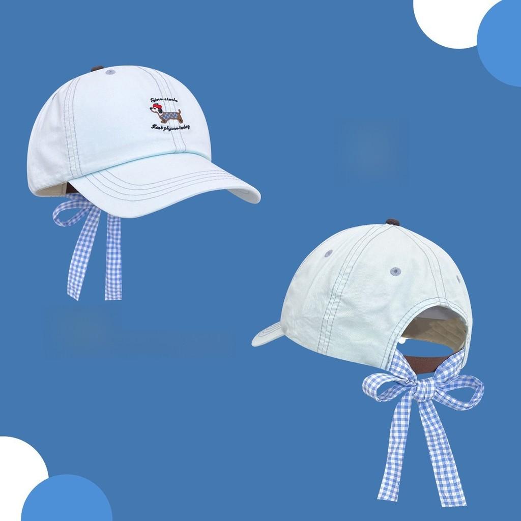 Korean Style Baseball Cap With Embroidered Dog Bowknot And Letter Design For Casual Women And Teens