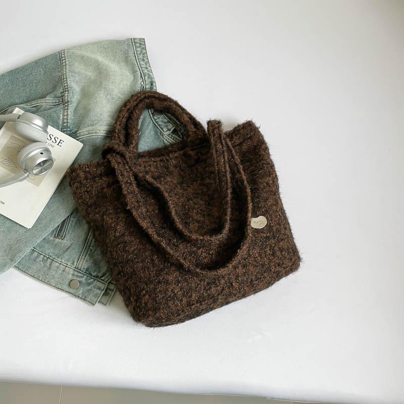 Neue Plüsch-Umhängetasche im Lazy-Wind-Stil, modische Handtasche, lässige Damen-Arbeits-Pendeltasche mit großem Fassungsvermögen