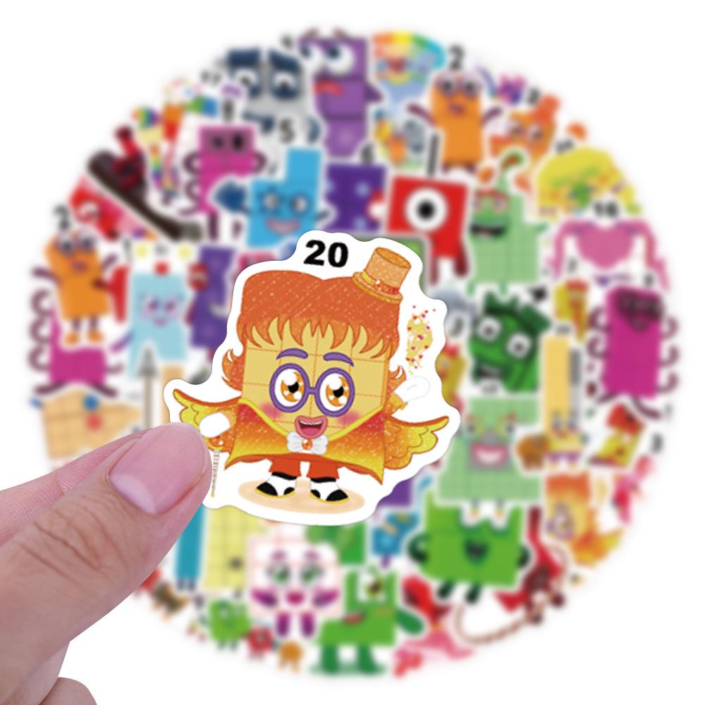 60-Piece Waterproof Number Blocks Stickers for Kids' Toy Computers and Phones