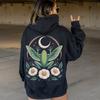 Gildan Frog Moon Hoodie Witchy Celestial Boho Pullover Black Graphic SM-4XL