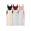 Elegant Square Neck Slim Fit Pleated Waist Bodycon Dress