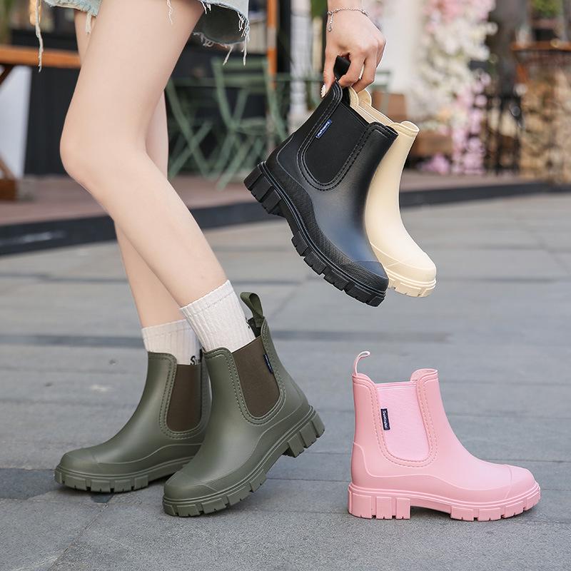 Women's Mid-Calf Chelsea Rain Boots - Waterproof, Non-Slip, Fashionable Rubber Shoes