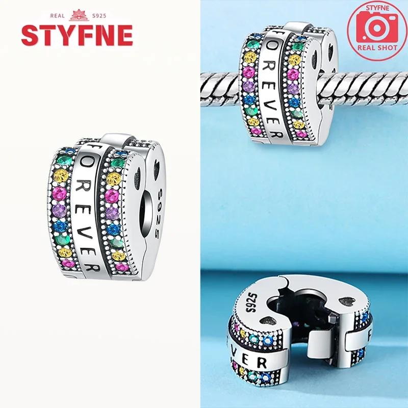 Copper Pink Heart-Shape Forever Love Charms Colorful Zircon Beads Pendant Fit Original Bracelet Diy Jewelry Gifts For Women
