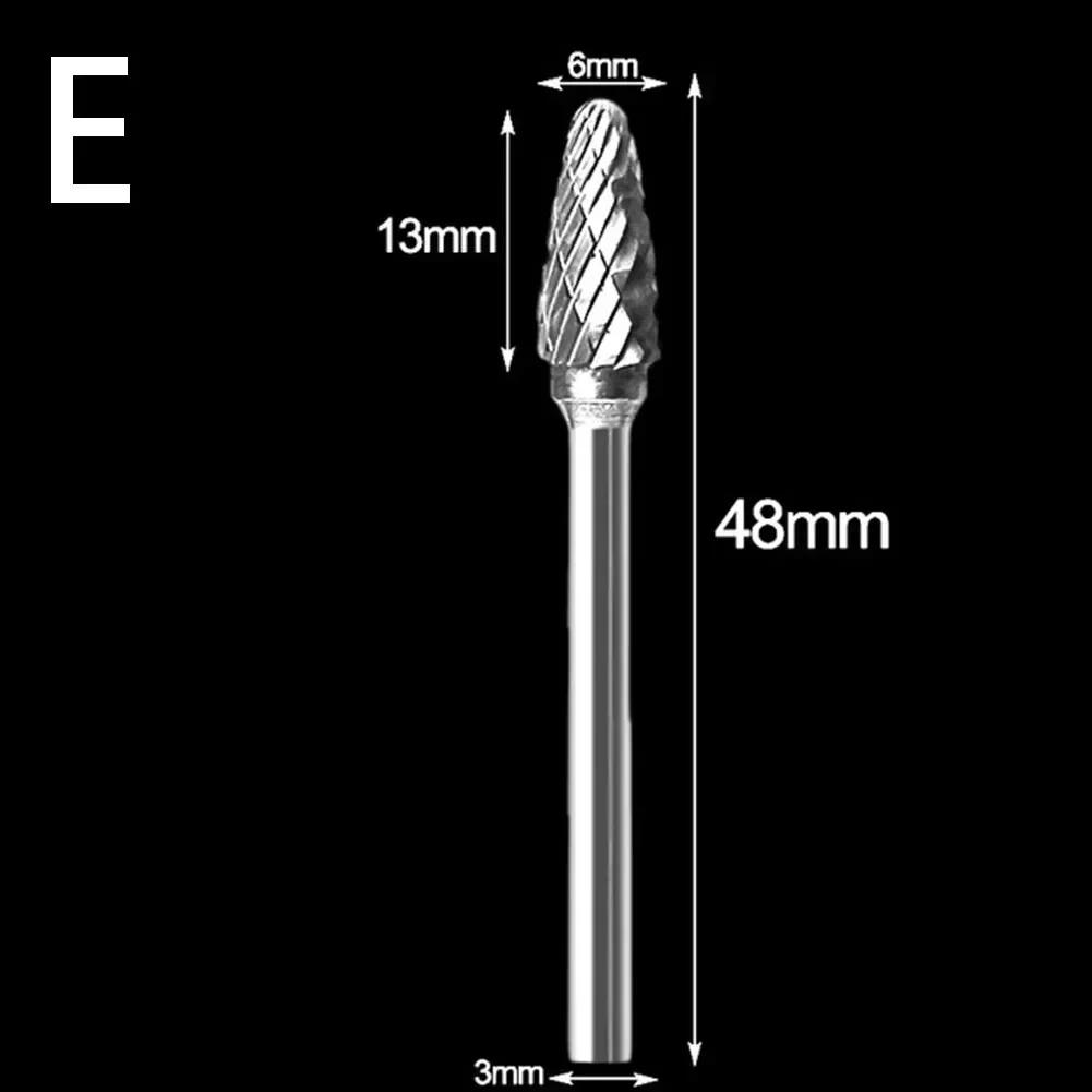 3x6mm Hartmetall-Fräser Rotationsfeile Bohrer Die-Grinder Schnitzwerkzeug Doppelschnitt Solide Elektrowerkzeuge Metall Holz Fräser