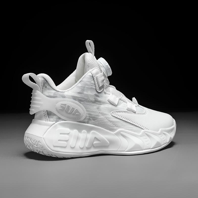 Children's Shoes Boys' Basketball Shoes Spring and Summer New Mesh Breathable Sports Shoes Swing Button Medium and Older Children's Running Shoes
