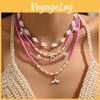 Boho Shell Jewelry Multilayer Necklace With Alloy Animal Charm For Summer Wear