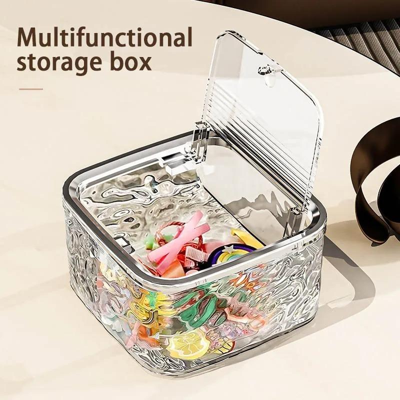 Hair Accessories Clear Organizer Acrylic Storage Box With Lid for Girls Home Desktop Jewelry Bathroom Accessories Storage Box