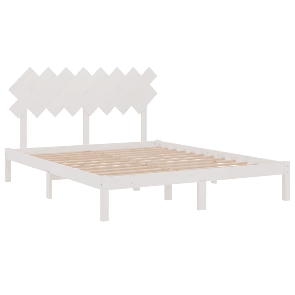 Solid Wood Bed White 160 X 200 Cm