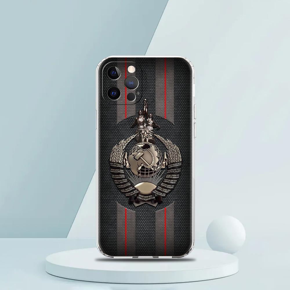 Vintage USSR CCCP Transparent Silicone Phone Case For iPhone 16 15 14 13 12 11 Pro Max XR 8 7 Plus XS Max Luxury Coque Funda Bag