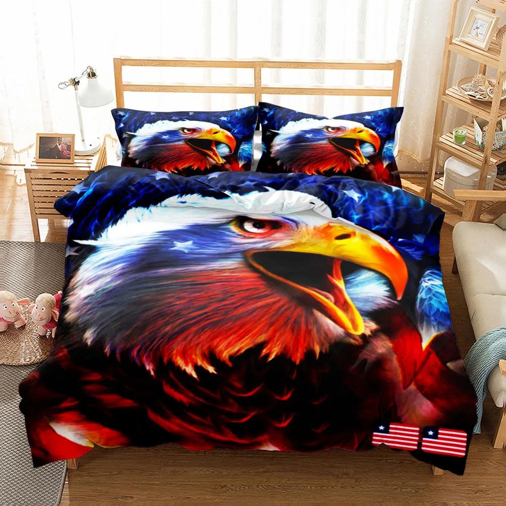 

3D Eagle Ancient Bedding Set King Queen Twin Single Size Duvet Cover Pillow Cases Bed Linen Set EU Twin(135x200cm)