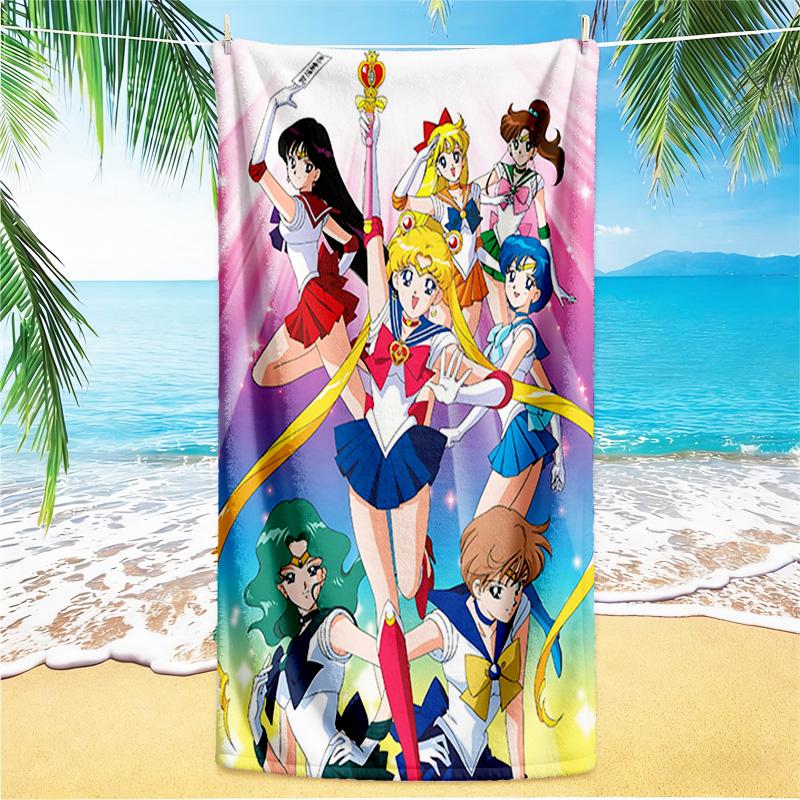 1pc Sailor Moon Adventure beach towel,quick drying absorbent beach towel,outdoor sports swimming beach towel,Soft and comfortable Y73021
